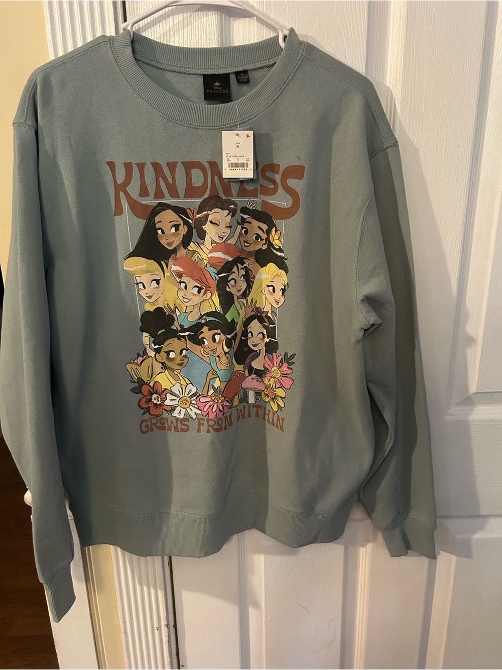 NWT Disney Sage Green 'Kindness Grows From Within' Princess Graphic Sweatshirt